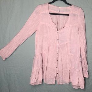 Free people pink flowy blouse